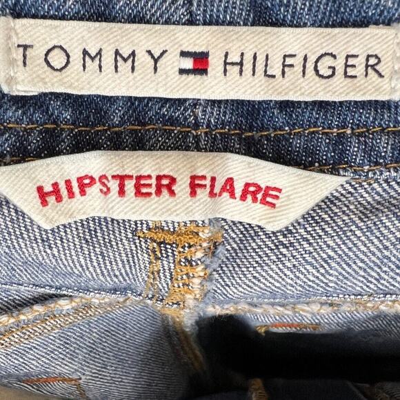 VTG Y2K Tommy Hilfiger HIPSTER FLARE Women Size 8 Blue 100% Cotton Denim Jeans - Picture 6 of 7